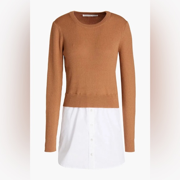 Veronica Beard Sweaters - Veronica Beard • Rocha Poplin-paneled Top